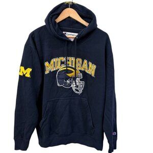 Michigan Football Hoodie Sweatshirt Champion Large Wolverines College Spell Out